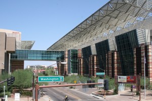 The Phoenix Convention Center looking northward toward the Sheraton Hotel.